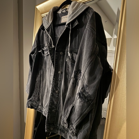 Free People Oversized Hooded Denim Jacket - Picture 6 of 14